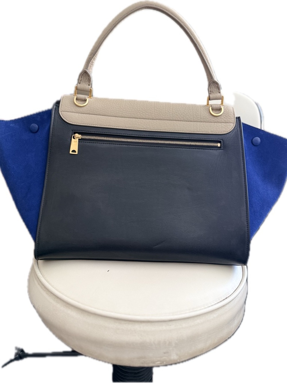 CelineTri-Color Trapeze Leather & SuedeTop Handle Bag - dust bag included - Picture 7 of 13